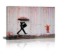 Banksy Graffiti Toile Art Décor Colorful Rain Impression sur Toile Tableau Pop Art Chambre Enfant Decoratifs Muraux Salon Moderne Decoration Murale (Avec cadre, 80x140cm)