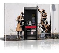Banksy Impression sur toile imprimée sur châssis Motif espionnage graffiti Décoration murale XXL 30 x 40 cm