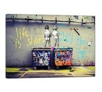 Banksy-Life is Short-Reproduction d’art mural sur toile encadrée, pour enfants, 12''x 8''inch( 30x 20 cm ) -38mm depth