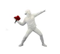 Banksy Sculptures Statue Bomber Choix pour Collection Art Banksy Sculptures Fleur Lanceur de Fleurs Statue Figurine Blanc Lisse