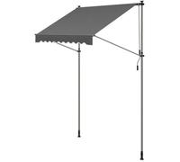 Banne Rétractable, Manuel, Réglable en Hauteur, avec Manivelle pour Balcon, Jardin, Terrasse, 200 x 120 cm, Gris Anthracite