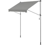 Banne Rétractable, Manuel, Réglable en Hauteur, avec Manivelle pour Balcon, Jardin, Terrasse, 250 x 120 cm, Gris