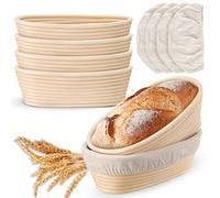 Banneton de pain ovale, en matériau de rotin naturel, avec doublure en lin, disponible en plusieurs tailles, panier de façonnage de pain tressé à la main, convient pour la cuisson de pain maison Panie