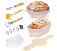 Banneton Panier d'épreuvage Set, Bols Ronds 9 Pouces Et Bols Ovales 10 Pouces Rotin Banneton Brotform Avec Outil Fabrication pour Pain et Levain Par Thyme Space