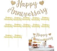 bannière anniversaire décorative champagne or - guirlande "Happy Anniversary" 1 pièce - 3 mètres - 16 cm - fête anniversaire adulte déco élégante pour salle ou jardin