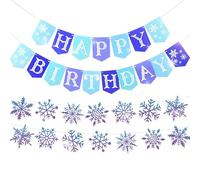 bannière anniversaire flocons frozen décorations fête hiver flocons neigeux