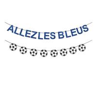 Bannière Coupe du Monde 2026 Décoration ALLEZ LES BLEUS Guirlande de Football pour Supporter France Equipe Bannière France Fan Supporter Decoration