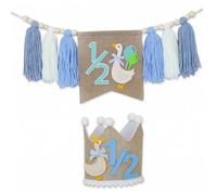 Bannière d'anniversaire 1/2 - Décorations de demi-anniversaire sur le thème des oies, guirlande de pompons pour 6 mois, accessoires photo fête, demi-décorations