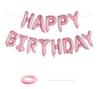 Bannière de ballons roses « Happy Birthday » - 40,6 cm - Ballon en aluminium pour fille et femme - Pour anniversaire, princesse, coquette