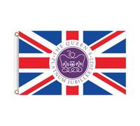 Bannière de Célébration Reine Britannique 90x150cm en Polyester | Lavable, Légère et Facile à Nettoyer, pour Bureau et London Queen's Day