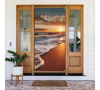 Bannière de couverture de porte 183 x 89 cm pour porte d'entrée intérieure | Couvertures de porte à imprimé vague blanche sur la plage, décoration de fête pour la décoration de la maison