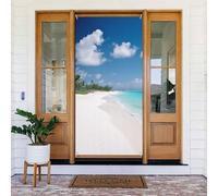 Bannière de couvertures de porte avec imprimé plage blanche, bannière saisonnière pour porte d'entrée, porches, décoration de fête extérieure, entrée de maison, 90,9 x 185 cm