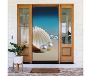 Bannière de couvertures de porte imprimées perles de mer, bannières saisonnières pour porte d'entrée, porches, décoration de fête extérieure, entrée de maison, 90,9 x 185 cm