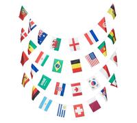 Bannière de Drapeaux du Monde en Polyester, Décor de Bar | 32 Pays, Impression Vive et Nette, Fanions Suspendus, Usage Football et Fête