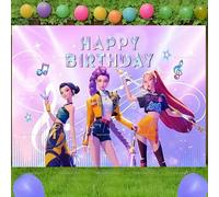 Bannière de fête d'anniversaire KPop Demon Hunters, idéale pour les fêtes d'anniversaire des garçons et des filles, décoration de chambre. WS-4383