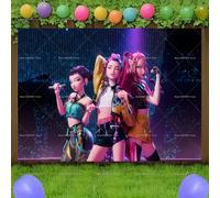 Bannière de fête d'anniversaire pour KPop Demon Hunters, idéale pour les fêtes d'anniversaire des garçons et des filles, décoration de chambre pour célébrations WS-4361