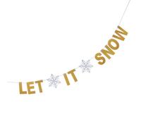 Bannière de Noël à Suspendre Let It Snow en Papier Scintillant | Décoration Festive pour Fête de Noël, Porche Avant, Usage Intérieur et Extérieur, Fond Photo