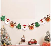 Bannière de Noël en feutre à suspendre A1 Père Noël renne | Guirlande de Noël de 3 m, bannière de Noël en feutre, guirlande de Noël à suspendre, décoration de cheminée de Noël