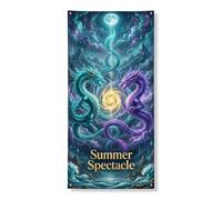 Bannière de porte motif dragon lunettes d'été, décoration murale fantastique pour intérieur et extérieur 91,4 x 183 cm