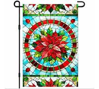 Bannière Décoration de fenêtre de Noël avec poinsettia Yard Flaggen Maison | 30x45cm avec 2 œillets en Laiton pelouse drapeaux Durable Drapeau De Jardin Porche Balcon
