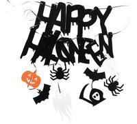 Bannière Décoration Tissu Joyeux Halloween Non en Tissé Noir Intérieure | Guirlande Suspendue D'halloween, Ornement de Bannière, pour Fête Extérieure