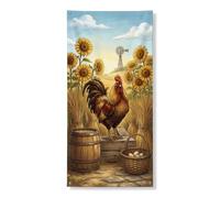 Bannière décorative de porte de ferme en forme de coq - Style rustique - Tournesol - Décoration de porte d'entrée - Fournitures de festival d'automne - 91,4 x 183 cm