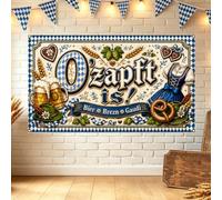 Bannière décorative pour fête de la bière - 180 x 110 cm - Fond avec corde - Décoration bavaroise pour jardin de bière, tente de fête et fête bavaroise - Bannière pour mur, jardin, restaurant et