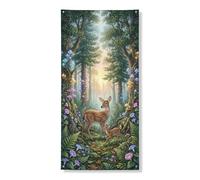 Bannière décorative pour porte d'entrée - Motif forêt de cerf - Décoration de porte d'entrée - Intérieur ou extérieur - Décoration d'automne à suspendre - Fournitures de festival - 91,4 x 183 cm