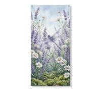 Bannière décorative pour porte - Motif libellule lavande - Scène naturelle florale - Décoration d'entrée de maison - Toile de fond à suspendre - Fournitures de festival - 91,4 x 183 cm