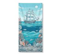 Bannière décorative vintage pour porte de bateau nautique - Vagues de l'océan - Décoration marine d'intérieur ou d'extérieur - Fournitures de fête de plage d'été - 91,4 x 183 cm