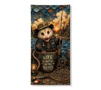 Bannière décorative vintage rustique pour porte de pêche, « Life Is Better on the Water » - Décoration intérieure et extérieure - Scène naturelle d'été à suspendre - Fournitures de vacances - 91,4 x