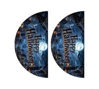 Bannière demi-cercle Halloween en polyester résistant aux intempéries 90 x | Tissu en polyester, utilisation en intérieur/extérieur, design réutilisable, facile à suspendre, bleu foncé, 90 x 45 cm