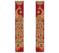 Bannière Diwali 71 x 12 pouces Panneau de porte Happy Diwali 1 paire de bannières porche paon à suspendre, décorations vibrantes pour la maison, l'intérieur et l'extérieur, décoration fête