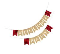 Bannière en Lin Welcome, Décoration Baptême Bébé à Suspendre | Montage Rapide, Effet Lin , pour Branches ou Murs, Ambiance Fête Printanière et Famille