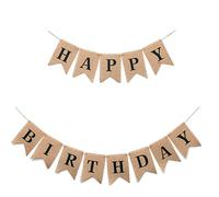 Bannière en toile de jute Happy Birthday | Décorations Fête d'Anniversaire, Party Fourniture pour Anniversaire, Cadeau