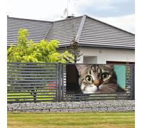 Bannière et panneau « A Curious Cat » - Réutilisable et résistant aux intempéries - Grande bannière de fête avec corde de suspension pour Nouvel An, mariage, anniversaire, cour - 89 x 180 cm