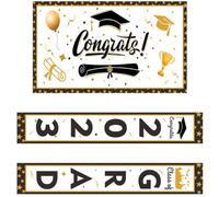 Bannière Extérieure de Fête Diplôme en Polyester | Décor Festif Intérieur et Jardin, Motif Délicat, Fond Photo Prêt pour Murs et Tables
