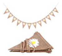 Bannière fanion - Bannière de banderoles en tissu de 4,72 pouces | Drapeau triangulaire en toile de jute à motif de fleurs de marguerite, pour anniversaire, fiançailles, mariage, maison, jardin, salle