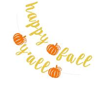Bannière Fanion Doré Thanksgiving Fête Halloween en Papier pour | Guirlande Festive Style Élégant, Usage Maison et Photo Props, Couleur Or, Thème Saisonnier