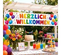 Bannière « Herzlich Willkommen » - Décoration pour la maison - 180 × 40 cm