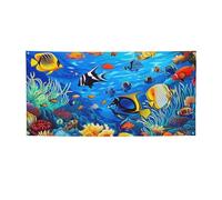 Bannière imprimée poisson tropical corail monde sous-marin pour Halloween, fête de Noël, 60 x 120 cm, toile de fond pour photographie, tapisserie murale pour toile de fond d'anniversaire, décoration