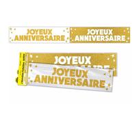 Bannière - Joyeux Anniversaire - Doré Métallique - 120 cm - Pailletée - Papier