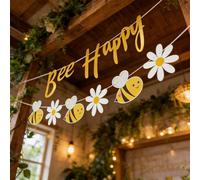 Bannière Joyeux Anniversaire Fée Abeille, Décoration de Fête d'Anniversaire Fanion Papetier