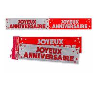 Bannière Joyeux Anniversaire - SURPRISEZ VOUS - REF/BANM00 - Lot 2 - Rouge métallique - 120 cm