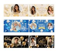 Bannière Joyeux Personnalisée avec Photo et Texte, Décoration de Fête Personnalisable Anniversaire, Banderole Joyeux Anniversaire pour