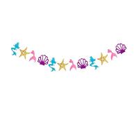Bannière Légère Décorative Thème Océan, Sirène Étoile de Mer et | Papier Pliable, Style Créatif Coloré Adorable, pour Fête et Maison, Facile à Transporter
