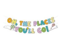 Bannière Oh The Places You'll Go, banderole à suspendre Travel World Adventure, guirlande de photomaton, accessoires pour voyage, remise de diplôme anniversaire retraite maternelle fête prénatale