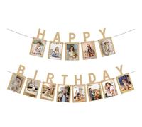 Bannière Photo Joyeux Anniversaire, Guirlande en Papier Kraft pour Albums Photos, Décoration de Fête pour Enfants et Adultes (Kraft Naturel)