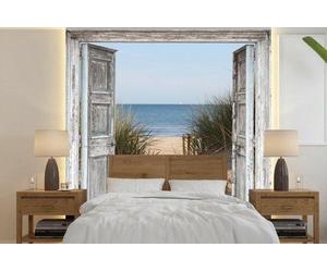 Bannière photo - Rideau décoratif pour porte - Motif estival - Largeur 240 cm x Hauteur 240 cm