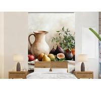 Bannière photo sur toile représentant une carte et des motifs de plantes - Nature - Largeur 225 cm x Hauteur 350 cm